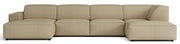 Großes U-förmiges modulares Ecksofa Sellmo mit Pouf, rechtsseitig, dunkelbeige, hydrophobes Chenillegewebe