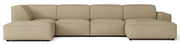 Großes U-förmiges modulares Ecksofa Sellmo mit Pouf, linksseitig, dunkelbeige, hydrophobes Chenille