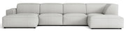 Großes U-förmiges modulares Ecksofa Sellmo mit Pouf, rechtsseitig, hellgrauer hydrophober Chenille-Stoff