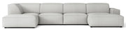 Großes U-förmiges modulares Ecksofa Sellmo mit Hocker, linksseitig, hellgrauer hydrophober Chenille-Stoff