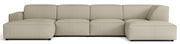 Großes, rechtseitiges U-förmiges Sellmo Modulsofa mit Hocker, grau-beige, hydrophobes Chenillegewebe