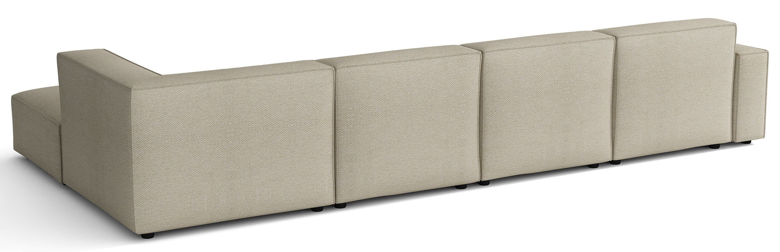 Großes, rechtseitiges U-förmiges Sellmo Modulsofa mit Hocker, grau-beige, hydrophobes Chenillegewebe