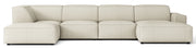Großes U-förmiges modulares Ecksofa Sellmo mit Hocker, linksseitig, kremfarben, hydrophobes Chenille