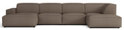 Großes U-förmiges modulares Ecksofa Sellmo mit Hocker, rechtsseitig, hellbrauner hydrophober Chenille-Stoff