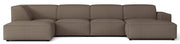 Großes U-förmiges modulares Ecksofa Sellmo mit Hocker, linksseitig, hellbrauner hydrophober Chenille-Stoff