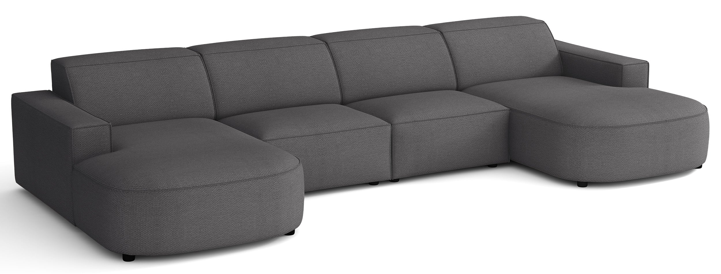 Modulares Ecksofa Sallmo U-förmig universell dunkelgrauer hydrophober Chenillestoff