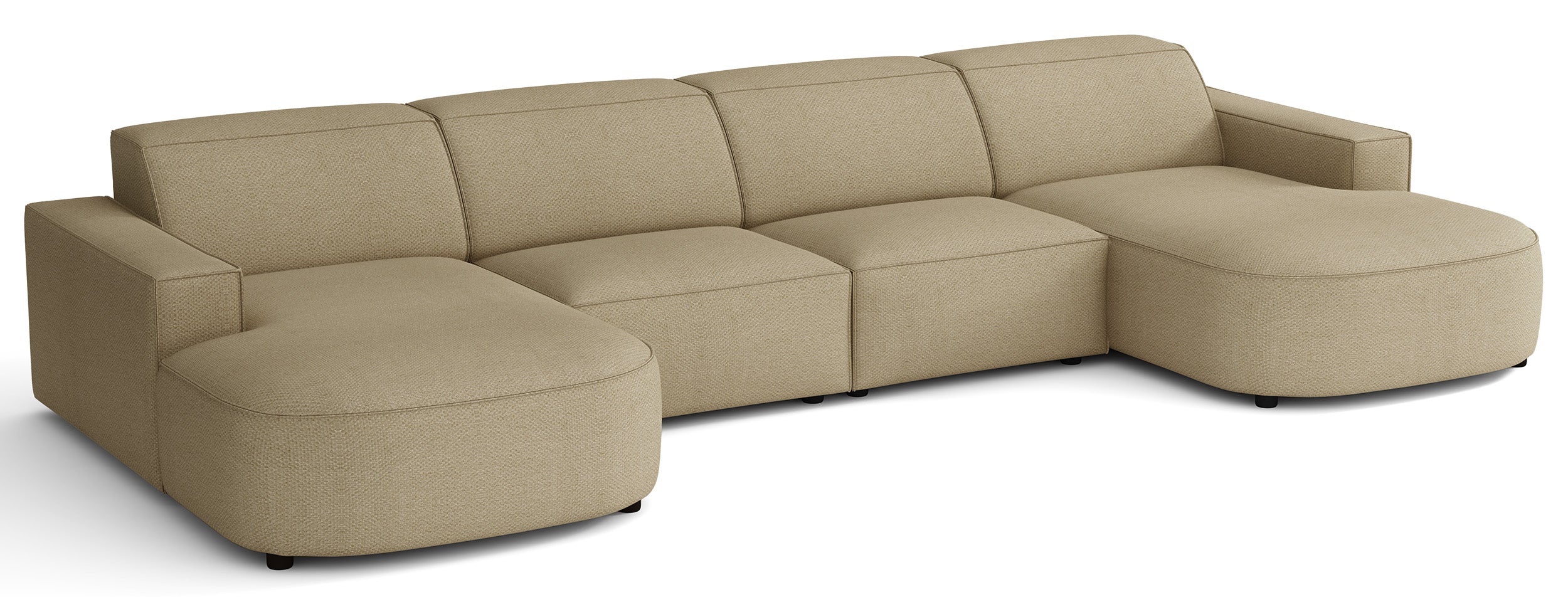 Modulares Ecksofa Sallmo U-förmig universal, dunkelbeige, hydrophober Chenillestoff