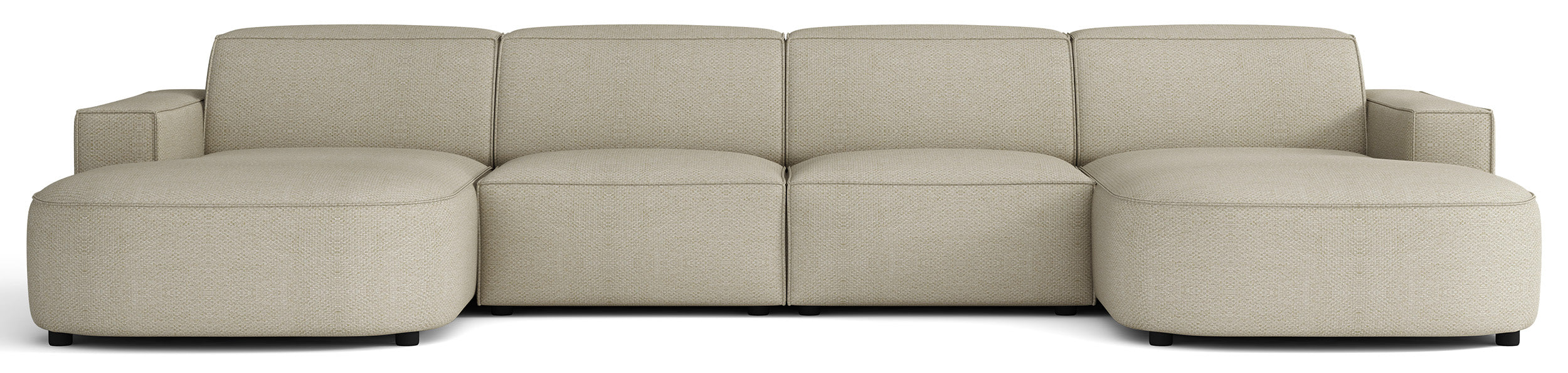 Modulares Ecksofa Sallmo U-förmig universell in grau-beigem hydrophobem Chenillestoff