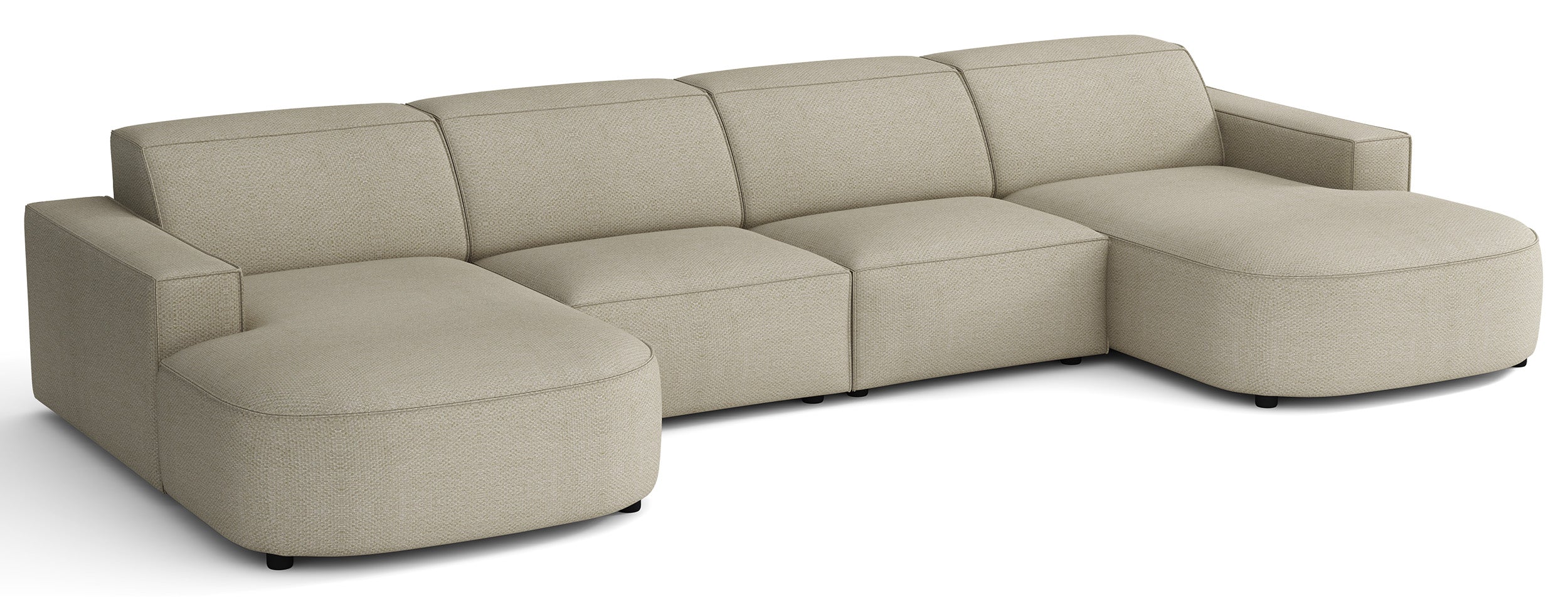 Modulares Ecksofa Sallmo U-förmig universell in grau-beigem hydrophobem Chenillestoff