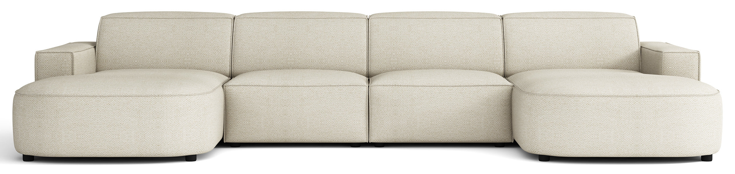 Modulares Ecksofa Sallmo U-förmig universell cremefarben, hydrophober Chenillestoff