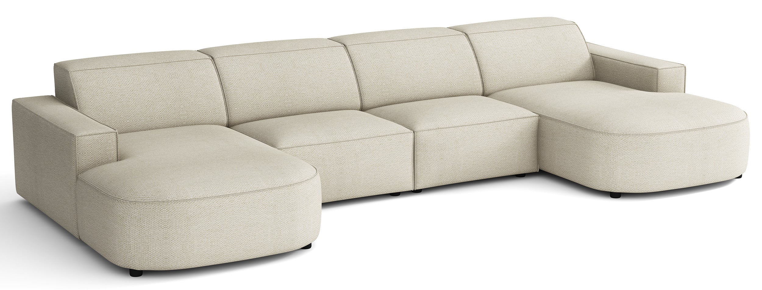 Modulares Ecksofa Sallmo U-förmig universell cremefarben, hydrophober Chenillestoff