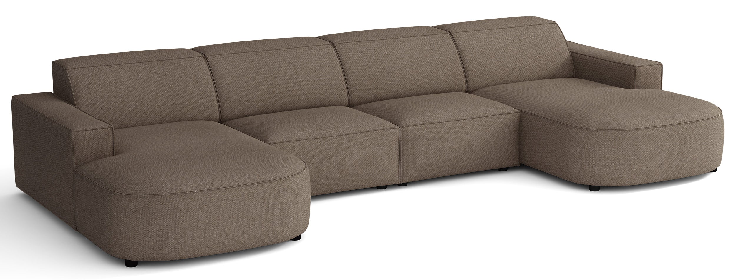 Modulares Ecksofa Sallmo U-förmig universell hellbraun hydrophobes Chenille