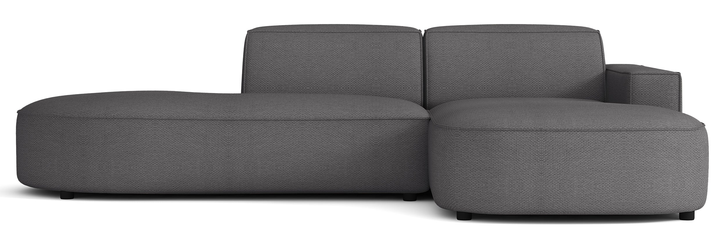 Modulares Ecksofa Sallmo L-förmig klein, rechtsseitig, dunkelgrauer hydrophober Chenillestoff