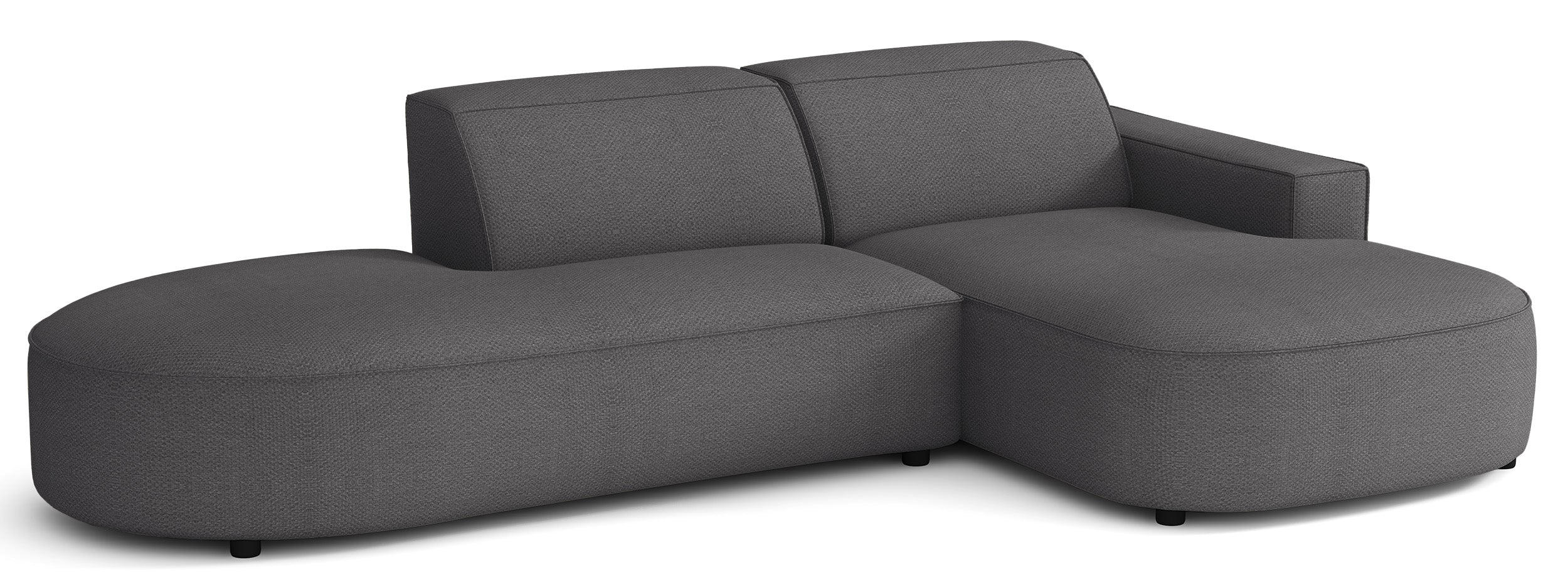 Modulares Ecksofa Sallmo L-förmig klein, rechtsseitig, dunkelgrauer hydrophober Chenillestoff