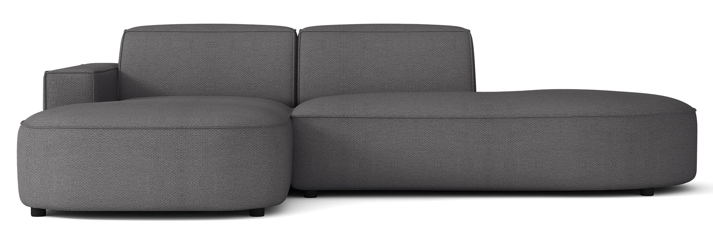 Modulares Ecksofa Sallmo L-förmig klein, linksseitig, dunkelgrauer hydrophober Chenille-Stoff