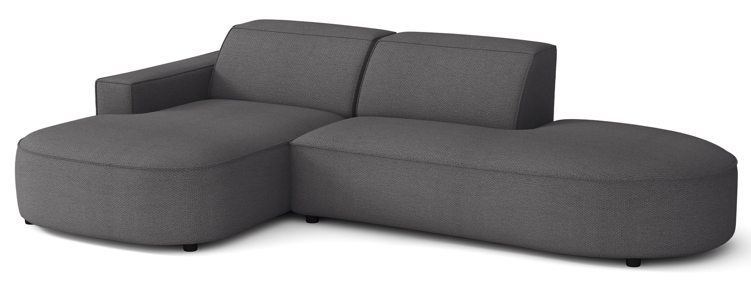 Modulares Ecksofa Sallmo L-förmig klein, linksseitig, dunkelgrauer hydrophober Chenille-Stoff
