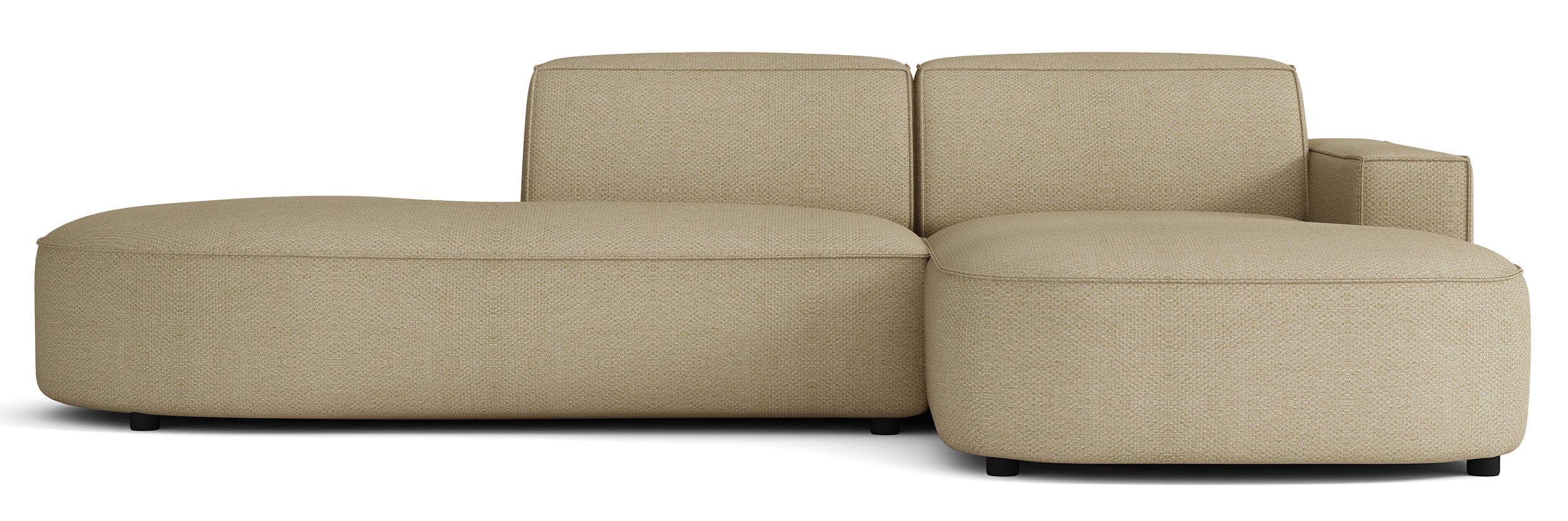Modulares Ecksofa Sallmo, kleines L-förmiges, rechtsseitiges Modell, dunkelbeige, hydrophober Chenille-Stoff
