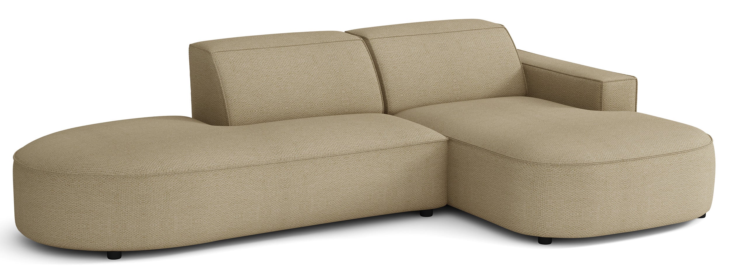 Modulares Ecksofa Sallmo, kleines L-förmiges, rechtsseitiges Modell, dunkelbeige, hydrophober Chenille-Stoff