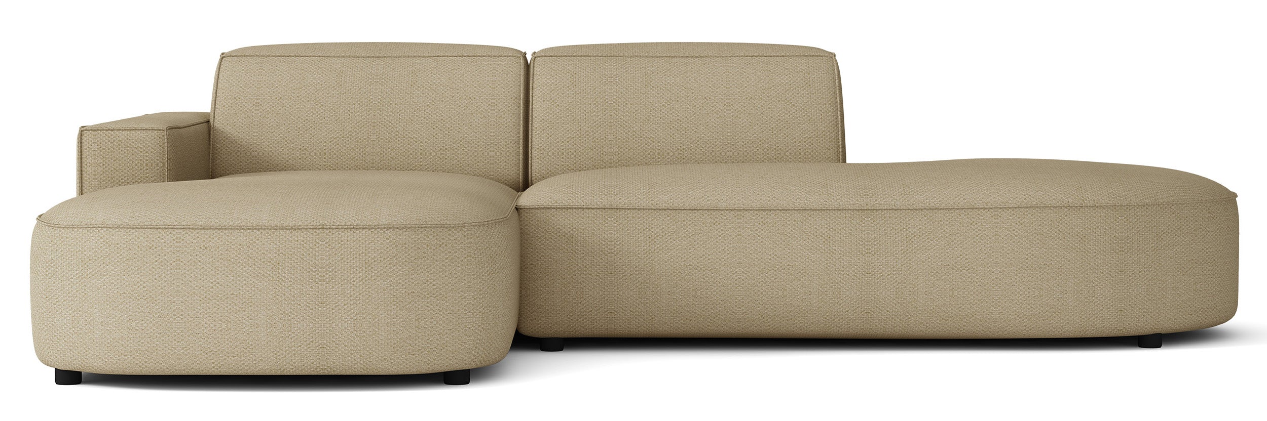 Modulares Ecksofa Sallmo L-förmig klein, linksseitig, dunkelbeige, hydrophobes Chenille