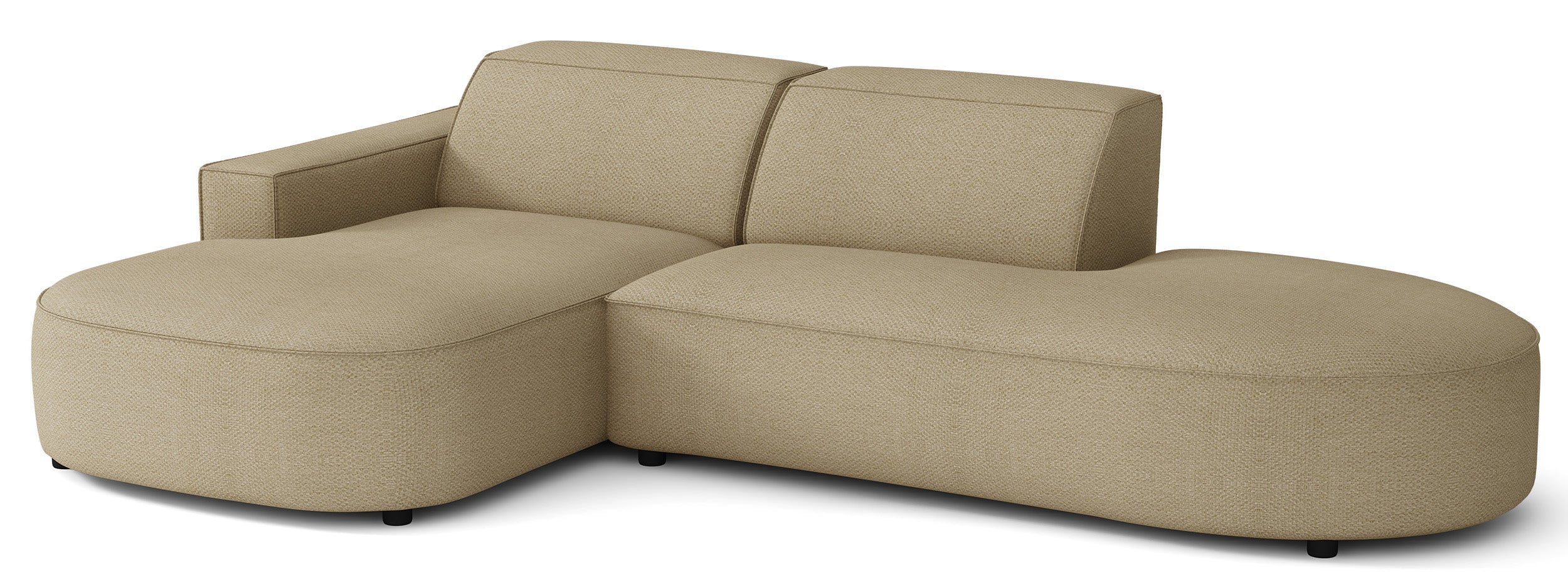 Modulares Ecksofa Sallmo L-förmig klein, linksseitig, dunkelbeige, hydrophobes Chenille