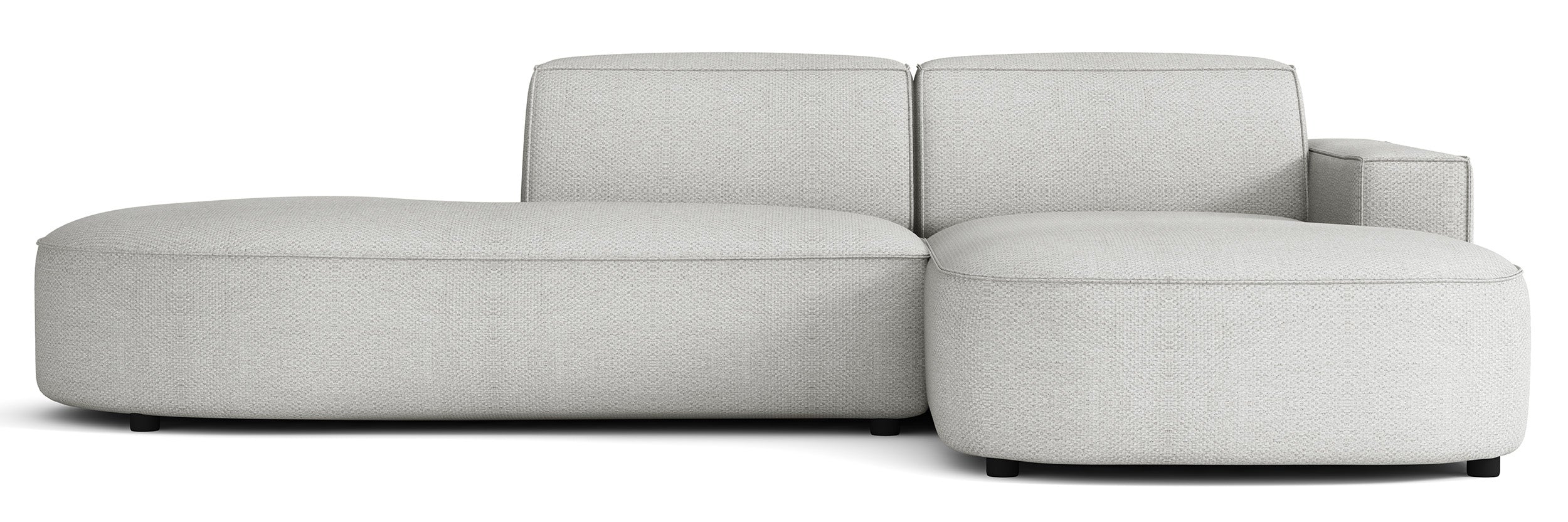 Modulares Ecksofa Sallmo, kleine L-Form, rechtsseitig, hellgrauer hydrophober Chenillestoff