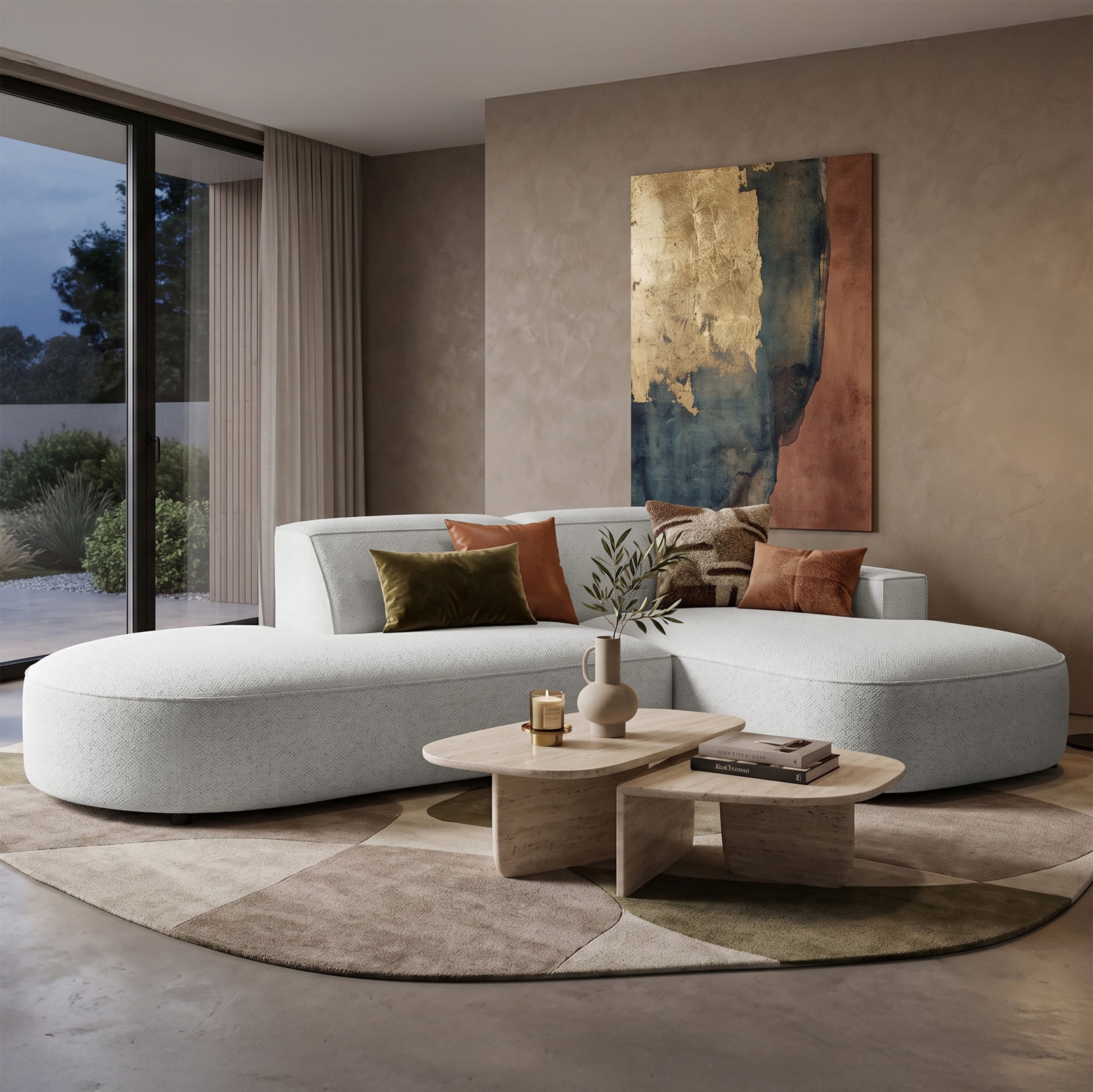 Modulares Ecksofa Sallmo, kleine L-Form, rechtsseitig, hellgrauer hydrophober Chenillestoff
