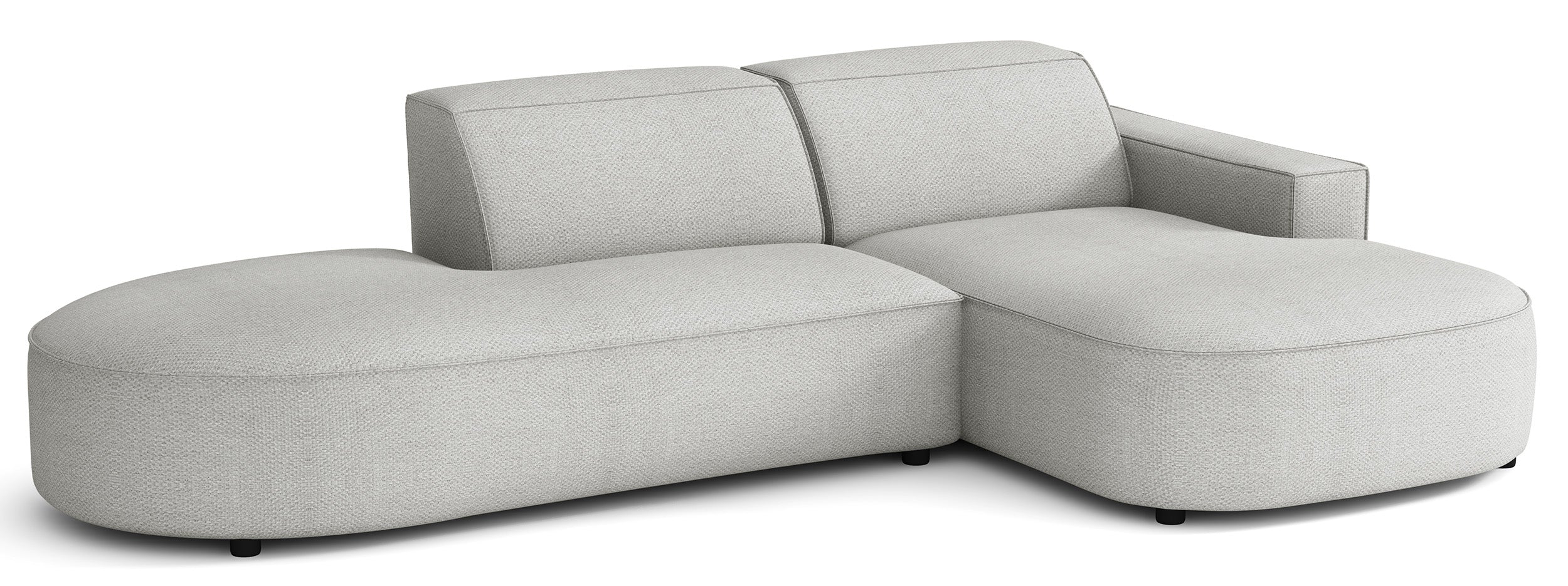 Modulares Ecksofa Sallmo, kleine L-Form, rechtsseitig, hellgrauer hydrophober Chenillestoff