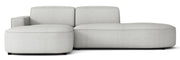 Modulares Ecksofa Sallmo, kleines L-förmiges Modell, linksseitig, hellgrauer hydrophober Chenille-Stoff