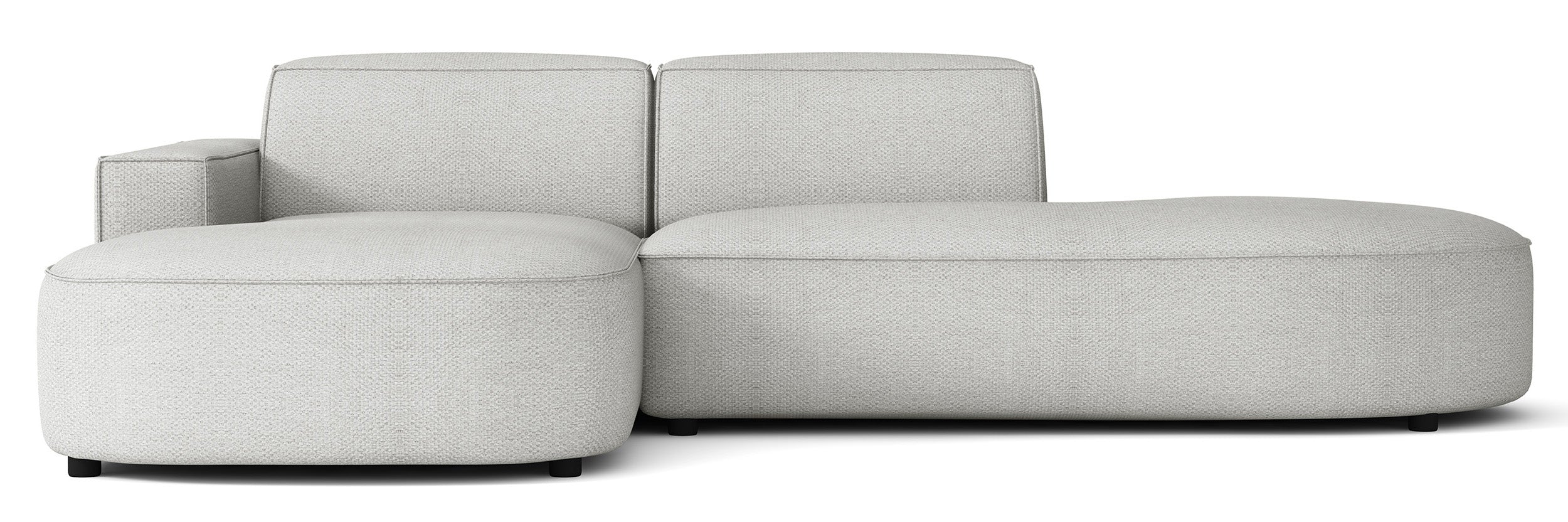 Modulares Ecksofa Sallmo, kleines L-förmiges Modell, linksseitig, hellgrauer hydrophober Chenille-Stoff