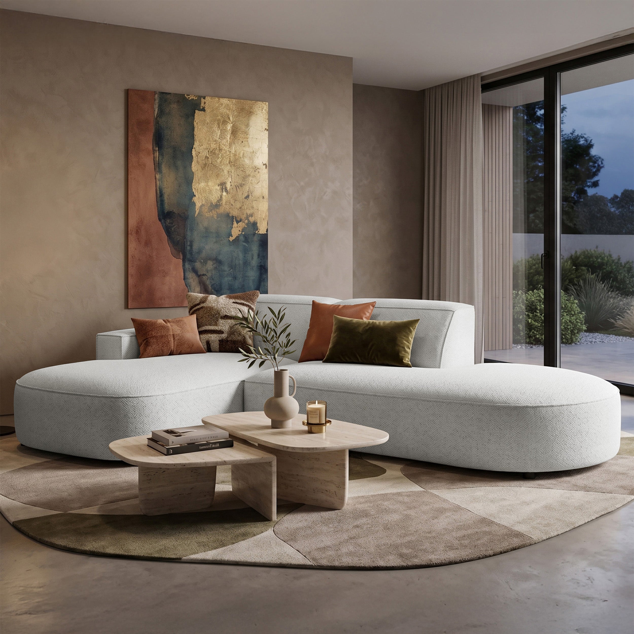 Modulares Ecksofa Sallmo, kleines L-förmiges Modell, linksseitig, hellgrauer hydrophober Chenille-Stoff