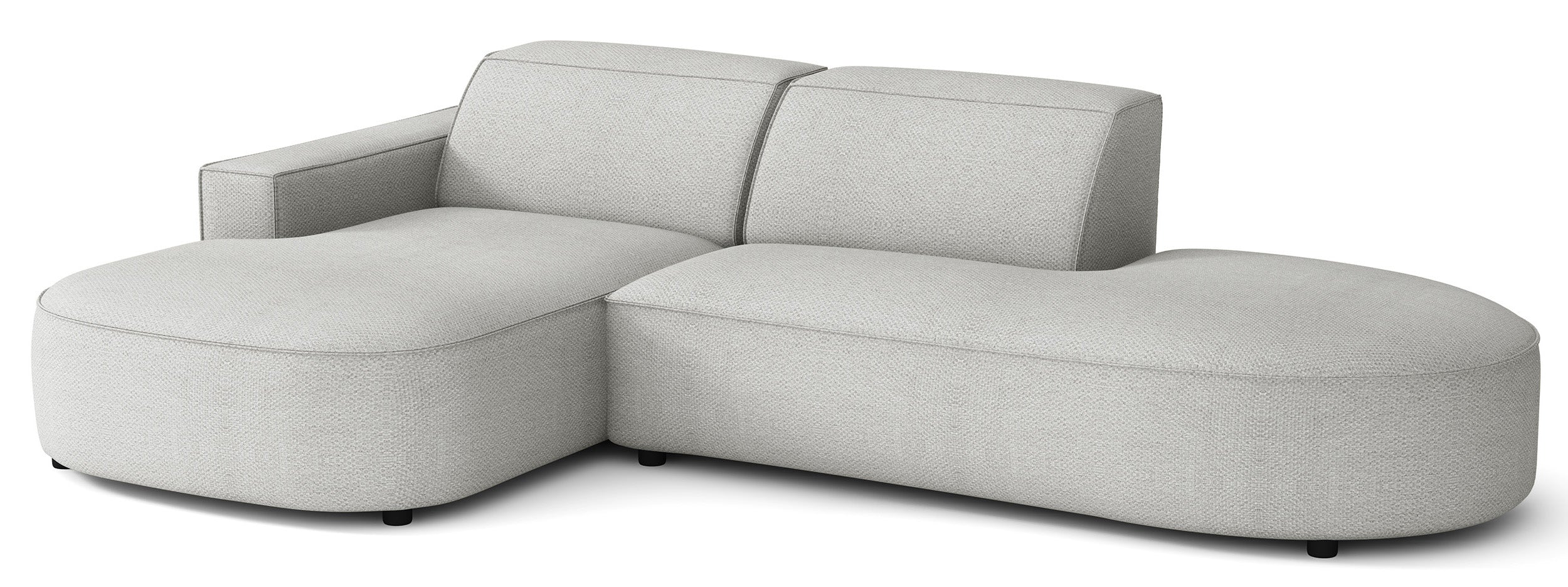 Modulares Ecksofa Sallmo, kleines L-förmiges Modell, linksseitig, hellgrauer hydrophober Chenille-Stoff