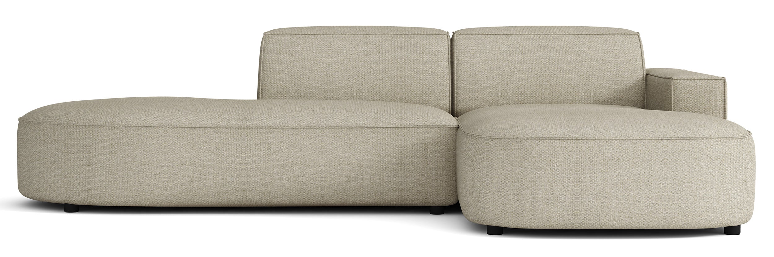 Modulares Ecksofa Sallmo, kleines L-förmiges, rechtsseitiges Modell, graubeige, hydrophobes Chenille