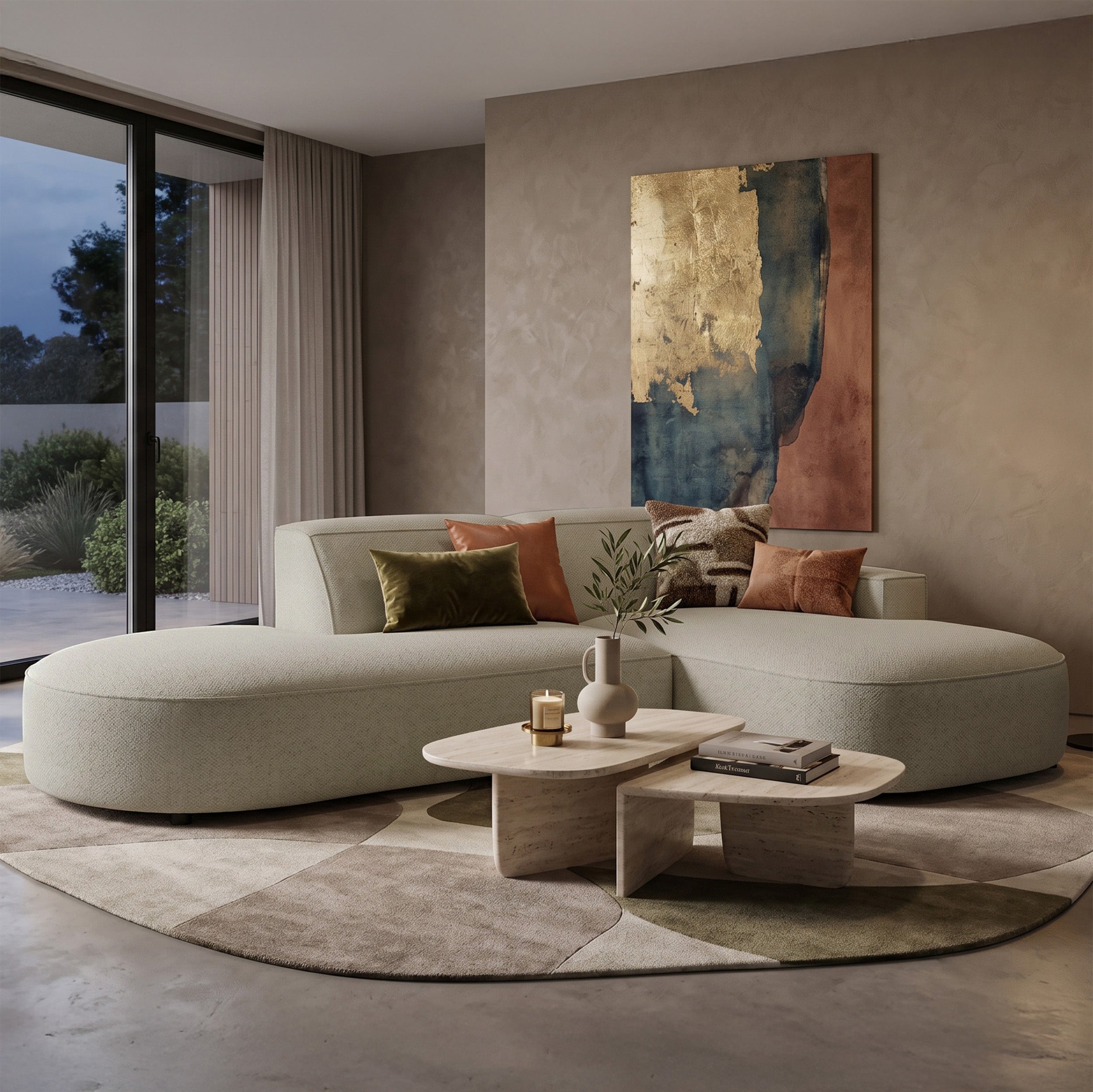 Modulares Ecksofa Sallmo, kleines L-förmiges, rechtsseitiges Modell, graubeige, hydrophobes Chenille