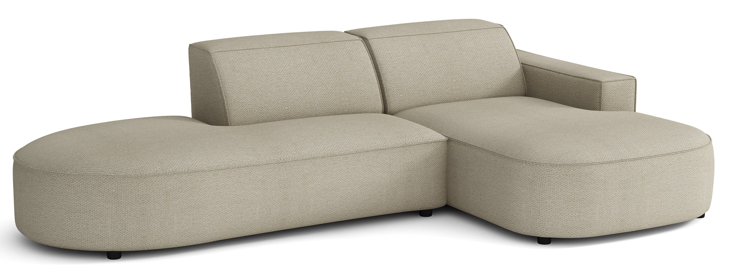 Modulares Ecksofa Sallmo, kleines L-förmiges, rechtsseitiges Modell, graubeige, hydrophobes Chenille