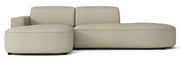 Modulare Eckcouch Sallmo, kleines L-förmiges Modell, linksseitig, grau-beige, hydrophober Chenille-Stoff