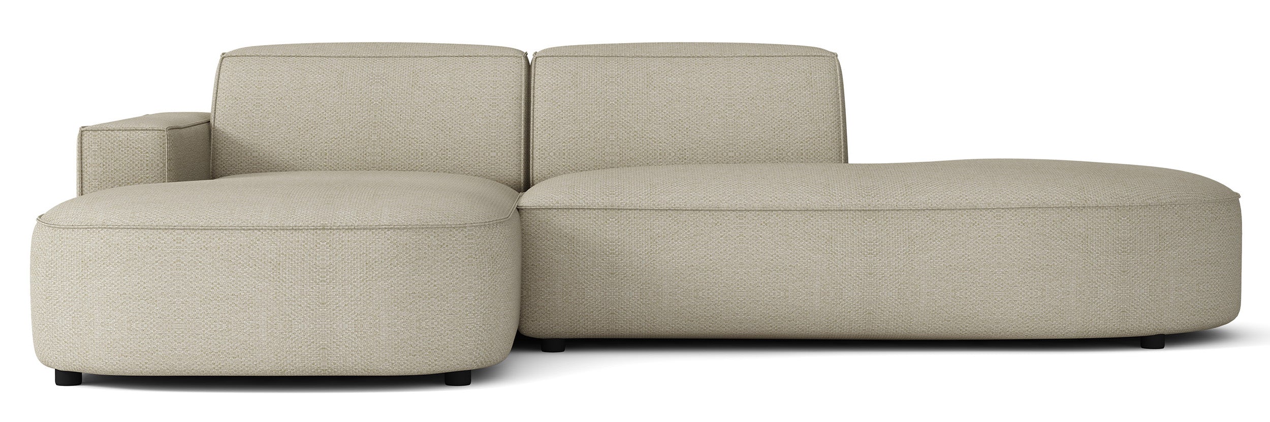 Modulare Eckcouch Sallmo, kleines L-förmiges Modell, linksseitig, grau-beige, hydrophober Chenille-Stoff
