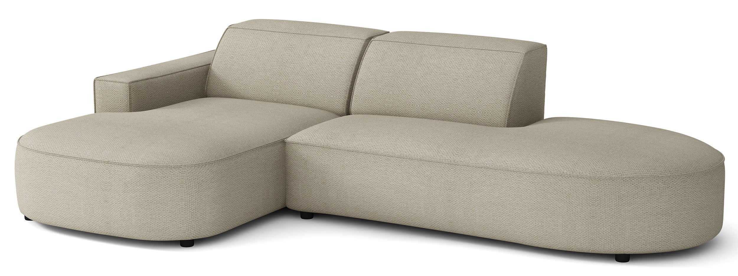 Modulare Eckcouch Sallmo, kleines L-förmiges Modell, linksseitig, grau-beige, hydrophober Chenille-Stoff