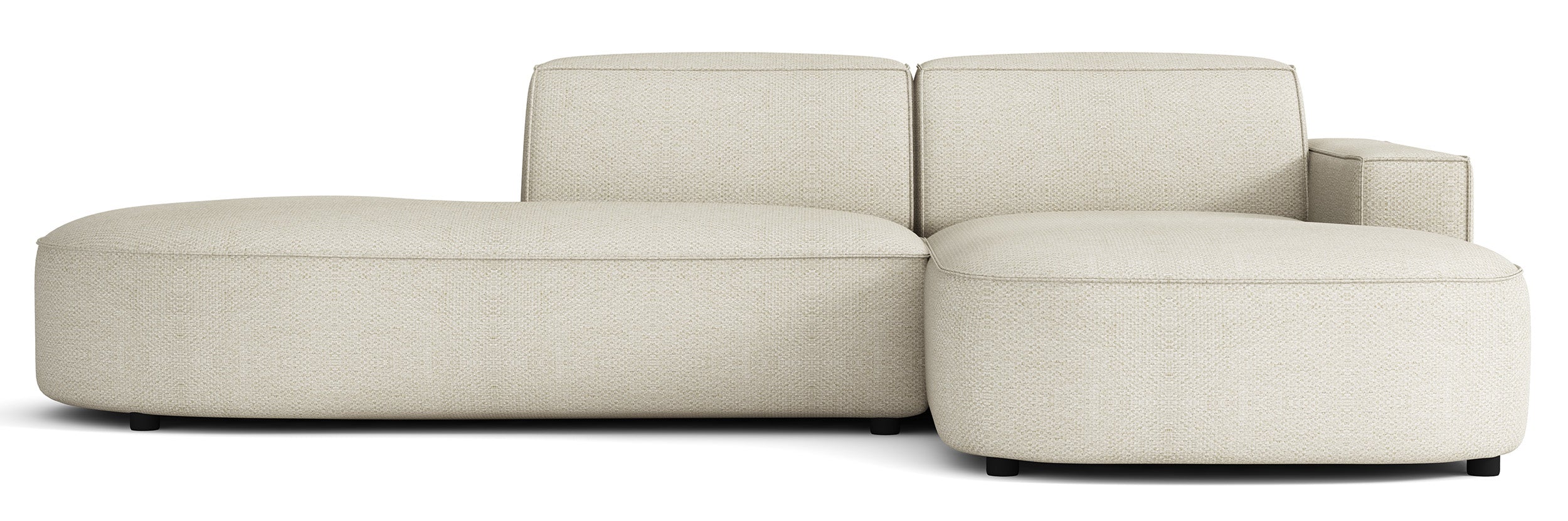 Modulares Ecksofa Sallmo, kleines L-förmiges, rechtsseitiges Modell, cremefarben, hydrophober Chenille-Stoff