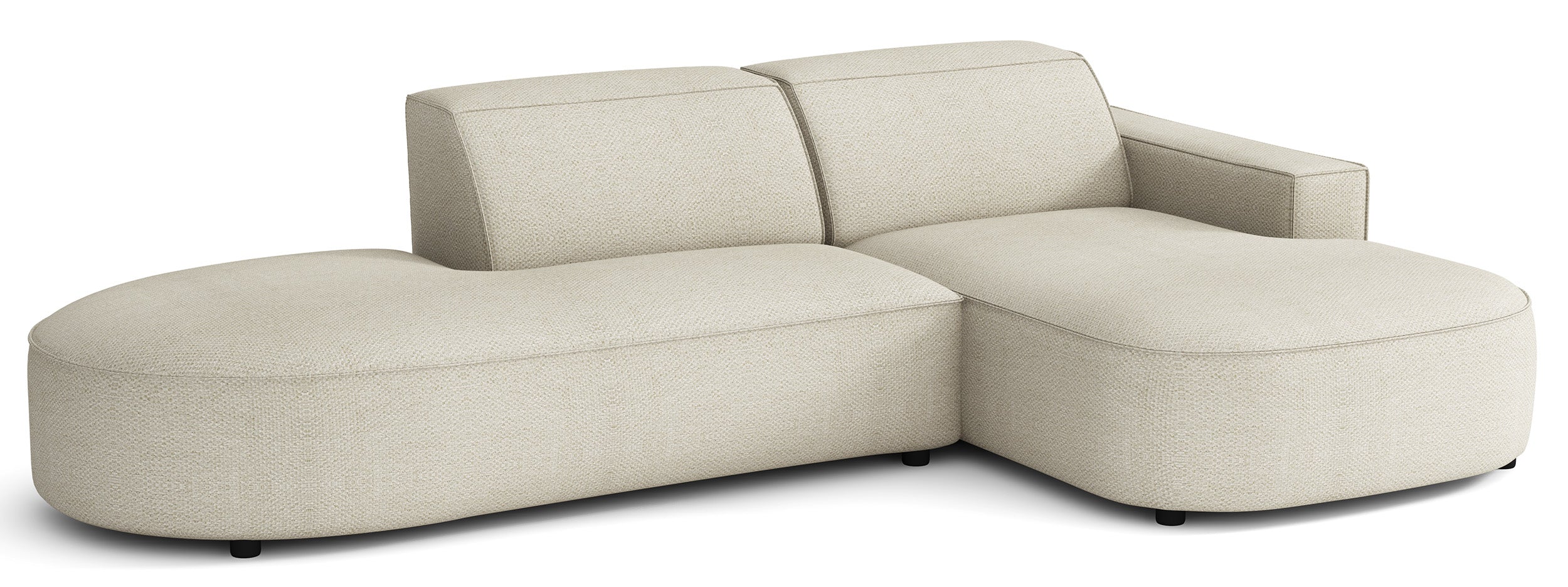 Modulares Ecksofa Sallmo, kleines L-förmiges, rechtsseitiges Modell, cremefarben, hydrophober Chenille-Stoff