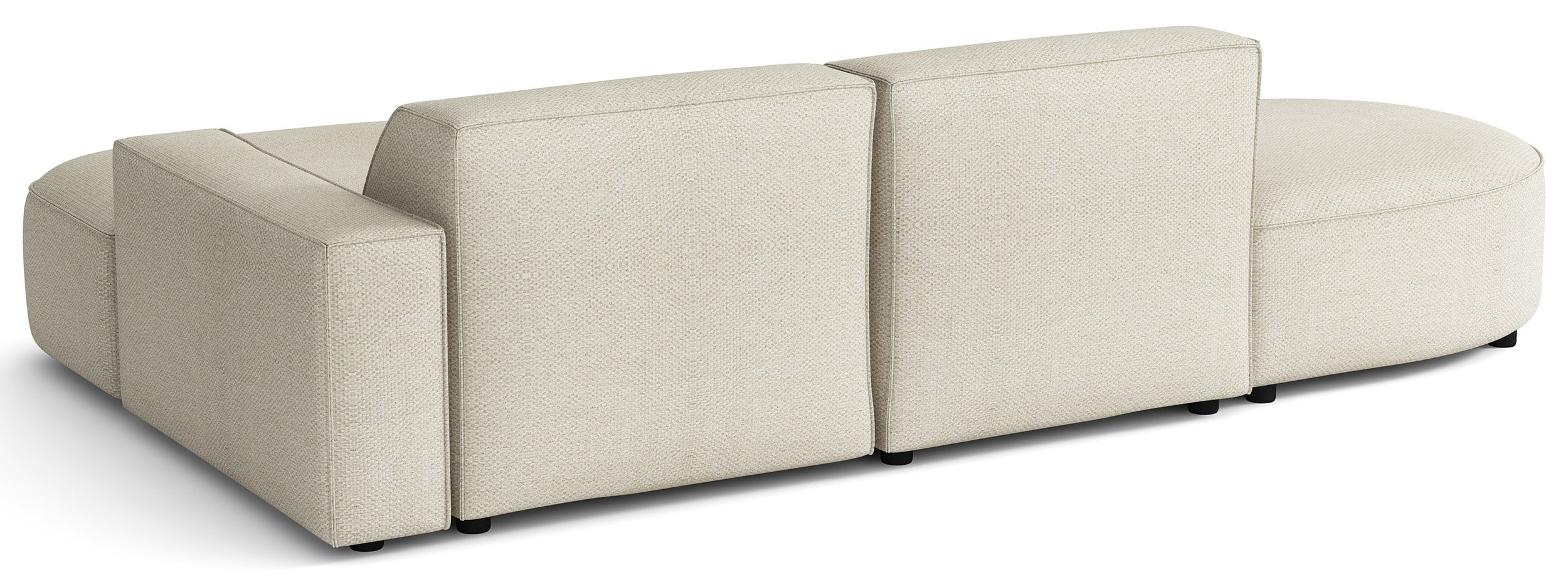 Modulares Ecksofa Sallmo, kleines L-förmiges, rechtsseitiges Modell, cremefarben, hydrophober Chenille-Stoff