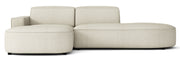Modulares Ecksofa Sallmo, kleines L-förmiges, linksseitiges Modell, cremefarben, hydrophober Chenille-Stoff