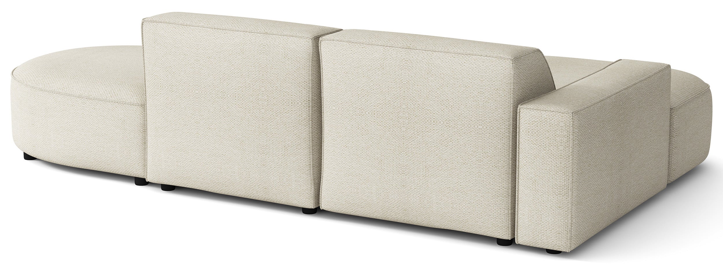Modulares Ecksofa Sallmo, kleines L-förmiges, linksseitiges Modell, cremefarben, hydrophober Chenille-Stoff