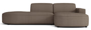 Modulares Ecksofa Sallmo L-förmig klein, rechtsseitig, hellbrauner hydrophober Chenille-Stoff