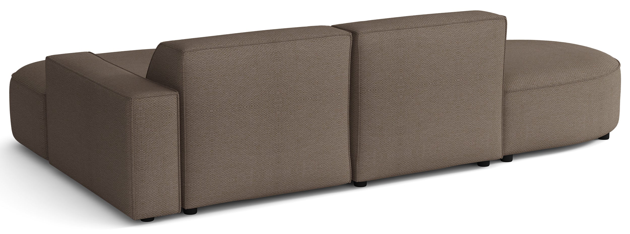 Modulares Ecksofa Sallmo L-förmig klein, rechtsseitig, hellbrauner hydrophober Chenille-Stoff