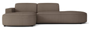 Modulares Ecksofa Sallmo L-förmig klein, linksseitig, hellbrauner hydrophober Chenille-Stoff
