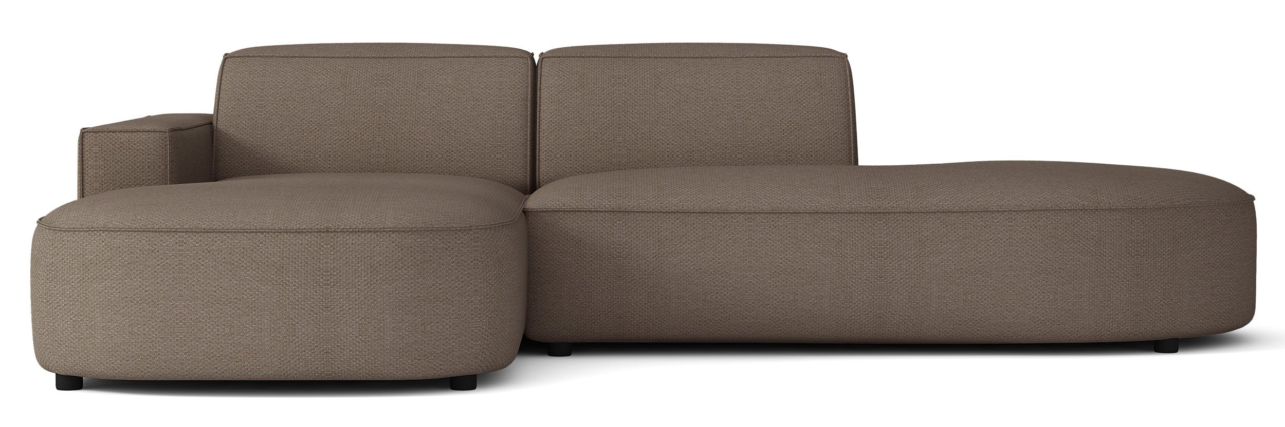 Modulares Ecksofa Sallmo L-förmig klein, linksseitig, hellbrauner hydrophober Chenille-Stoff