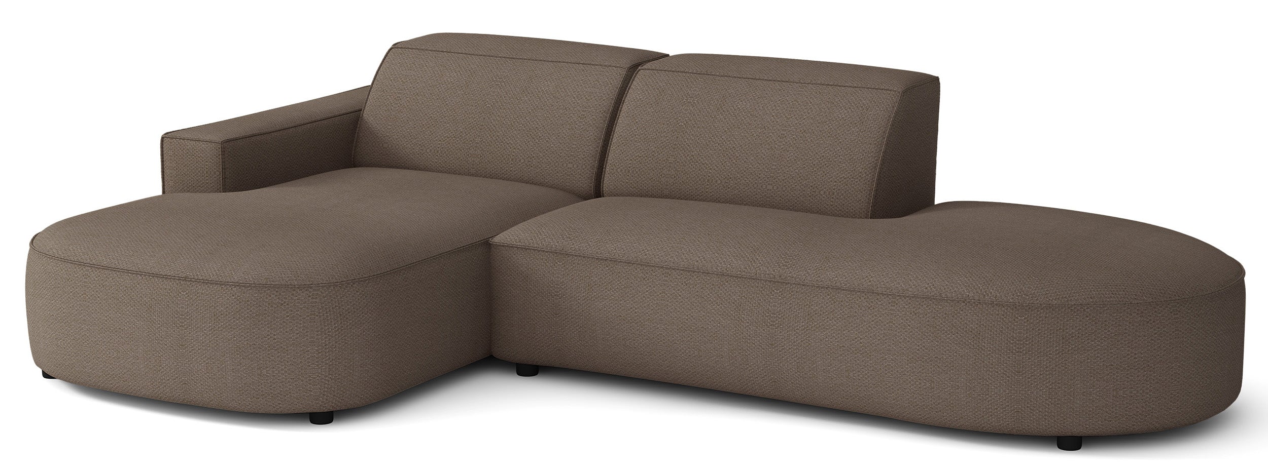 Modulares Ecksofa Sallmo L-förmig klein, linksseitig, hellbrauner hydrophober Chenille-Stoff