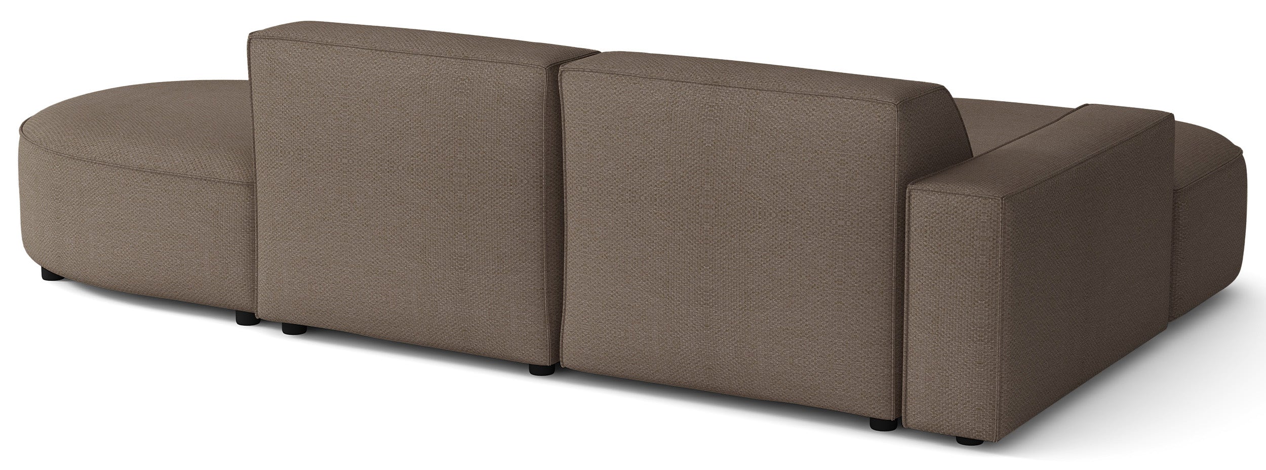 Modulares Ecksofa Sallmo L-förmig klein, linksseitig, hellbrauner hydrophober Chenille-Stoff