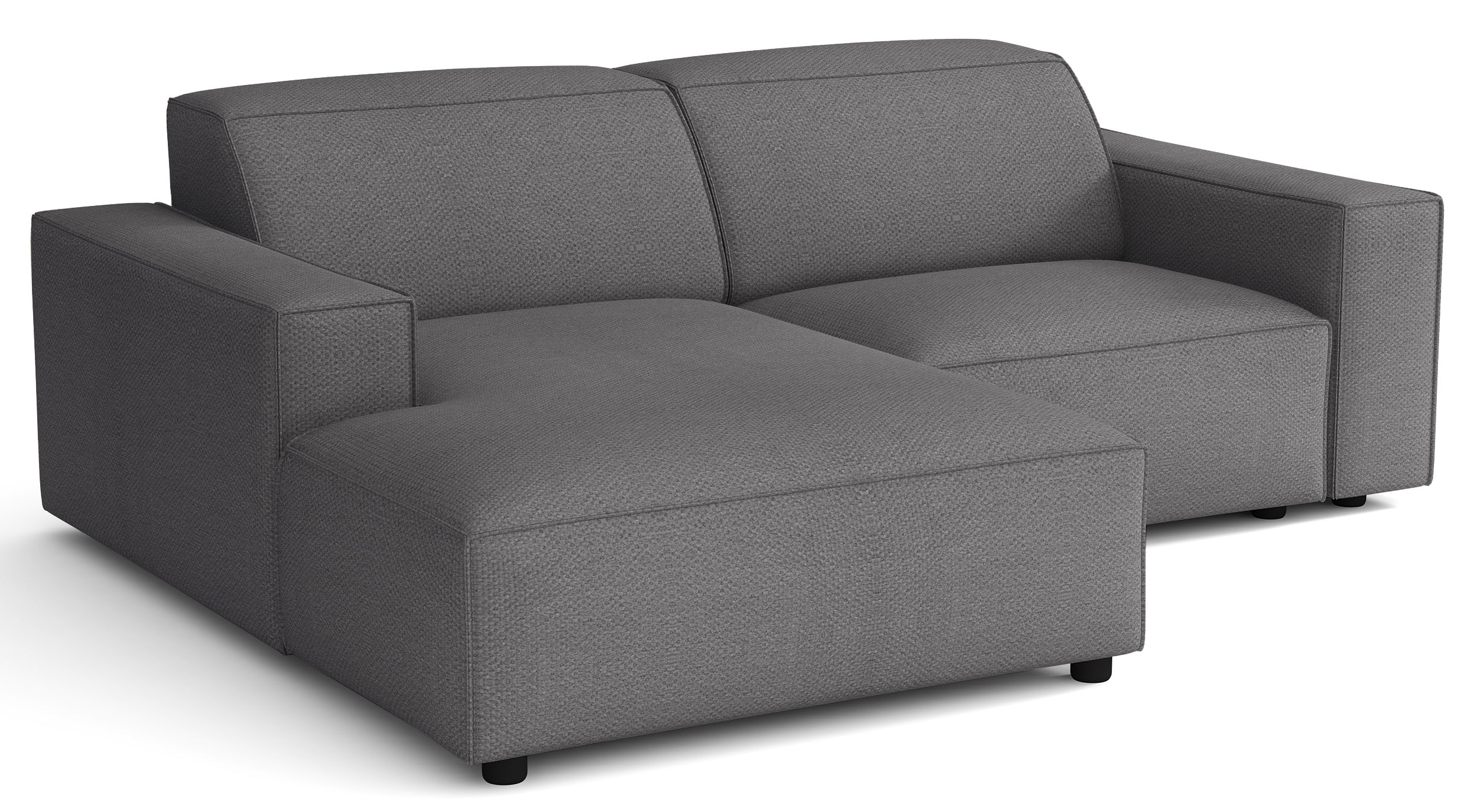 Modulares Ecksofa Sellmo L-förmig klein, linksseitig, dunkelgrauer hydrophober Chenillestoff