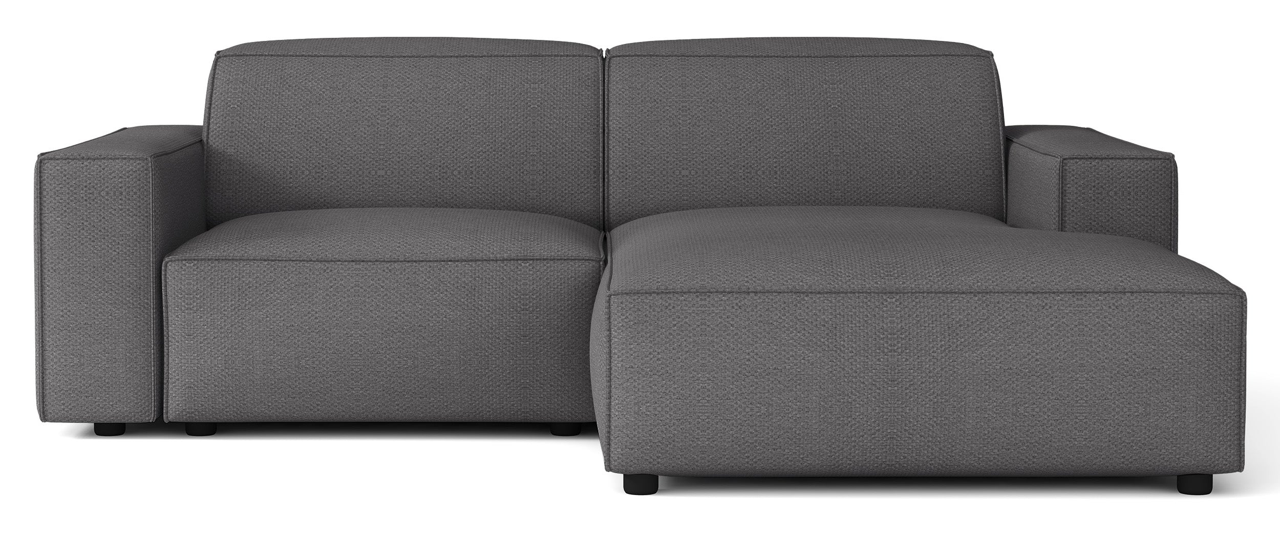 Modulares Ecksofa Sellmo L-förmig klein, rechtsseitig, dunkelgrauer hydrophober Chenillestoff